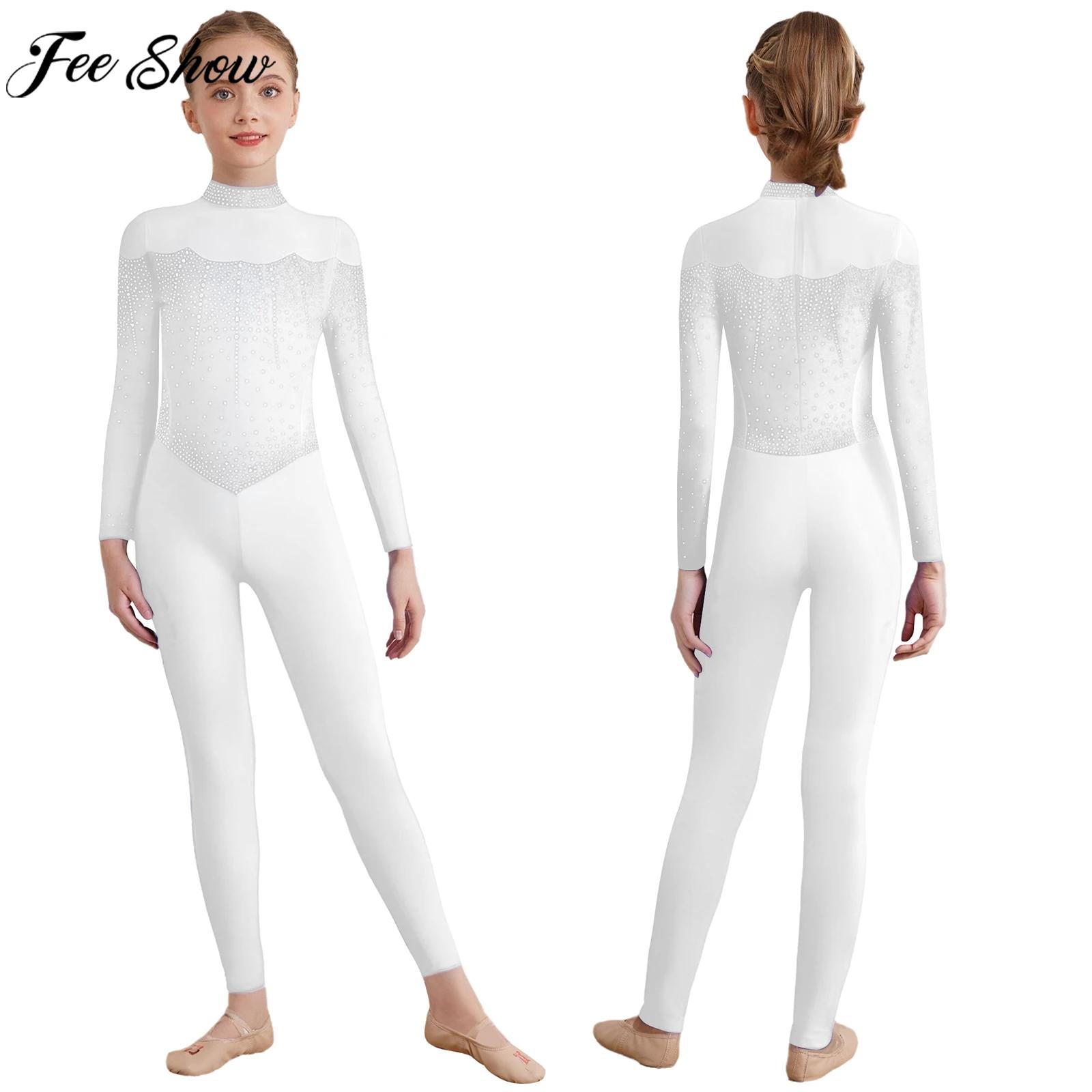 Rhinestone Banding Trim - 6-16Y Girls Figure Skating Dance Jumpsuit