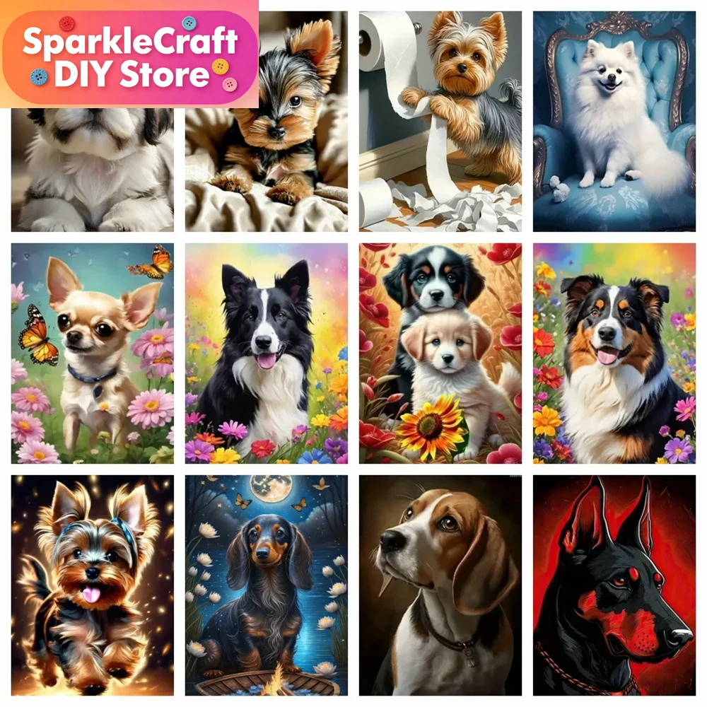 Embroidery Embellishments - 1pc frameless Diamond Art Painting Dog