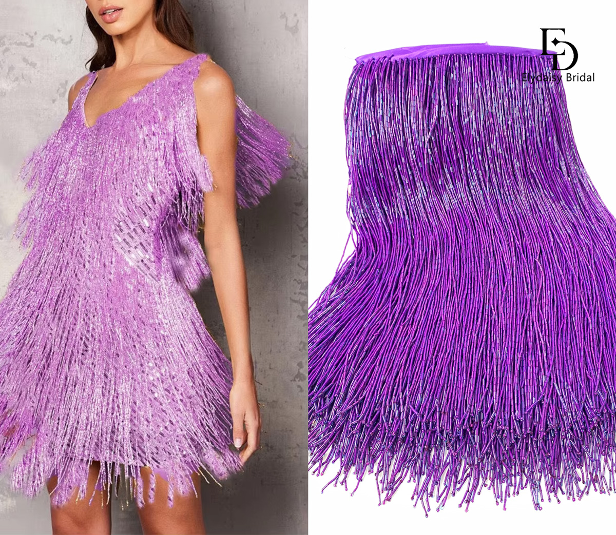 30CM Long Purple Green Black B – Beaded Trim Fringe Bewertung und Preis