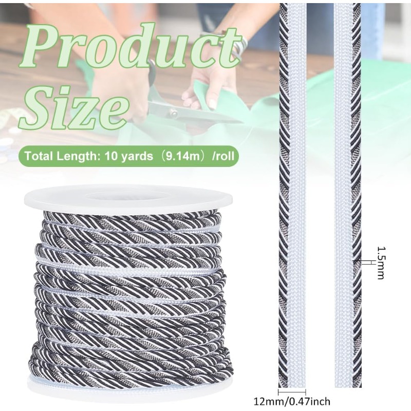 10 Yard Black Twisted Lip Cord – Cord Trim Twisted Bewertung und Preis