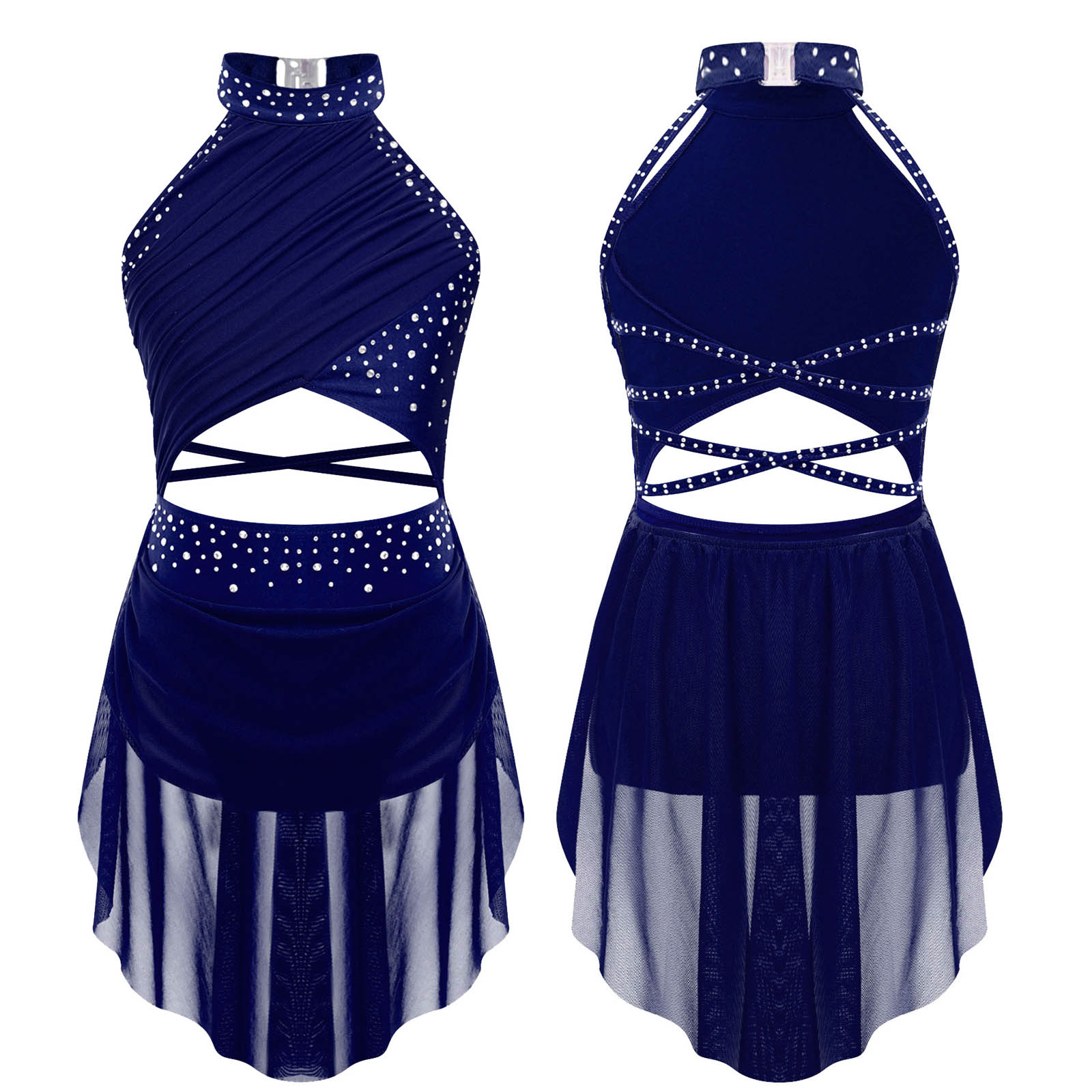 Kids Girls Ballet Leotard Dres – Rhinestone Banding Trim Bewertung und Preis