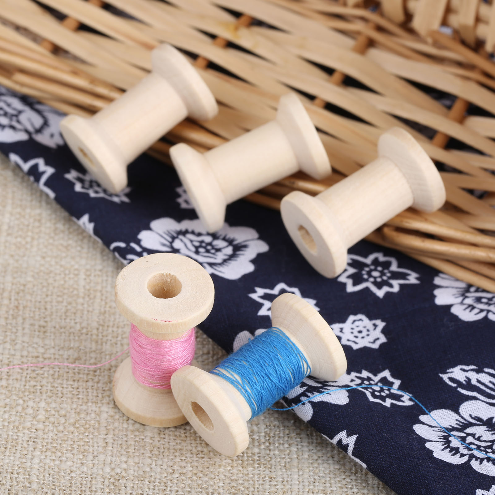 10Pcs Sewing Wooden Bobbins Sp – Organza Ribbon Spool Bewertung und Preis