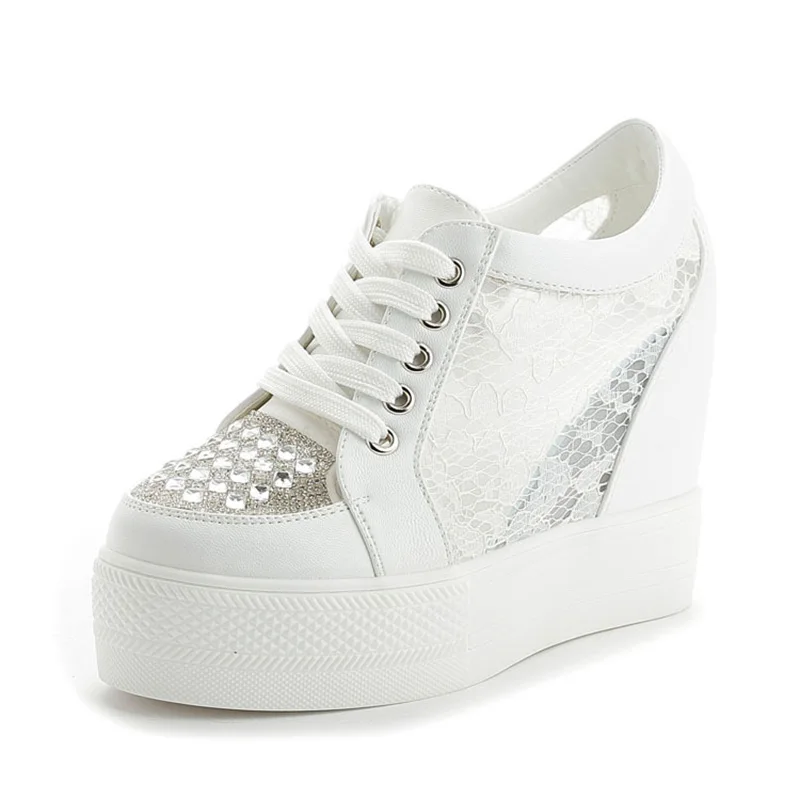 Fashion Sneakers Women Platfor – Crystal Mesh Fabric Bewertung und Preis