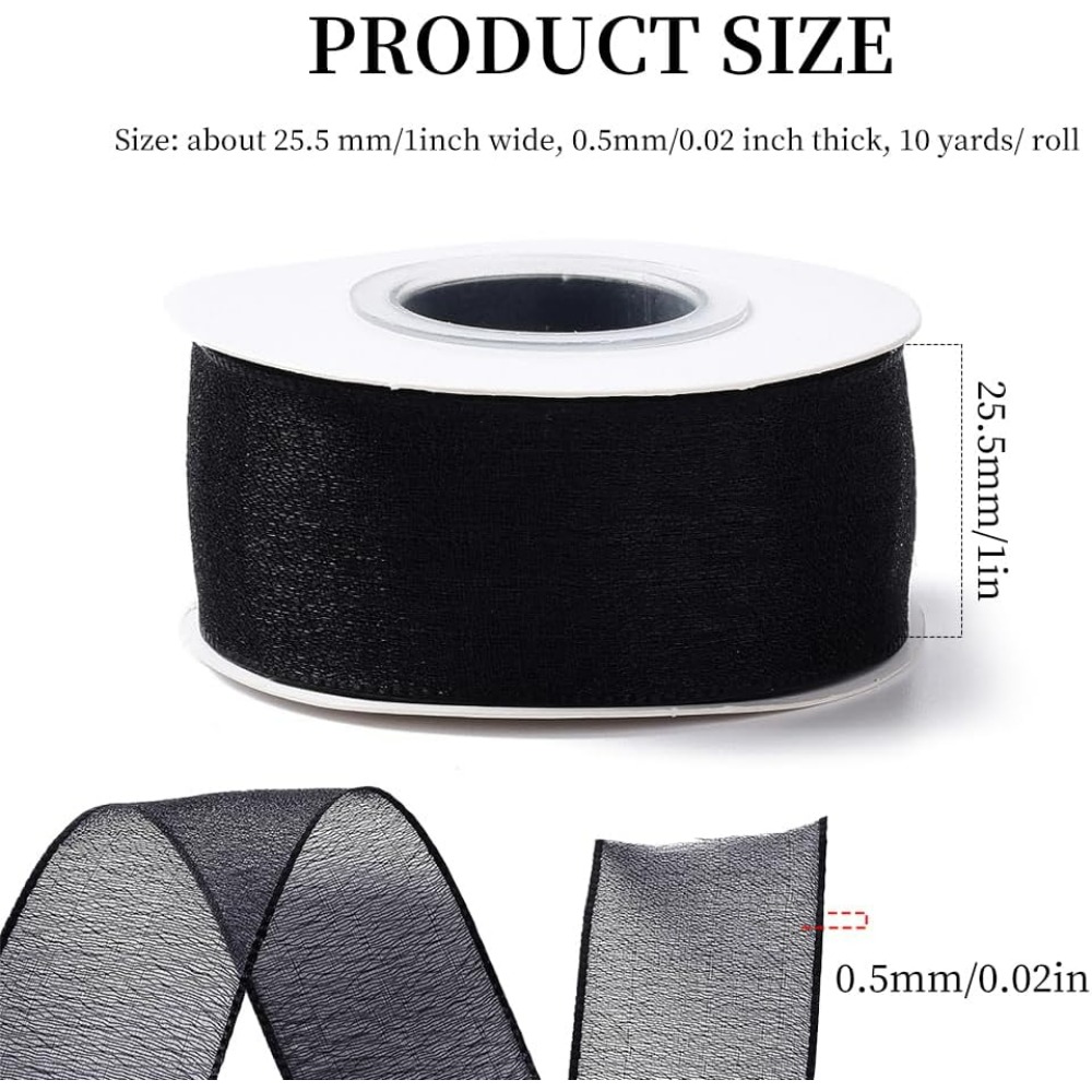 1Inch Black Organza Ribbon Wir – Organza Ribbon Spool Bewertung und Preis
