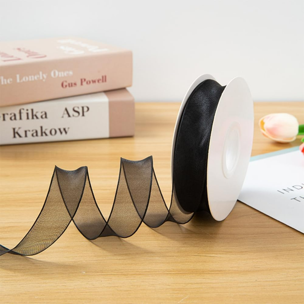 1Inch Black Organza Ribbon Wir – Organza Ribbon Spool Bewertung und Preis