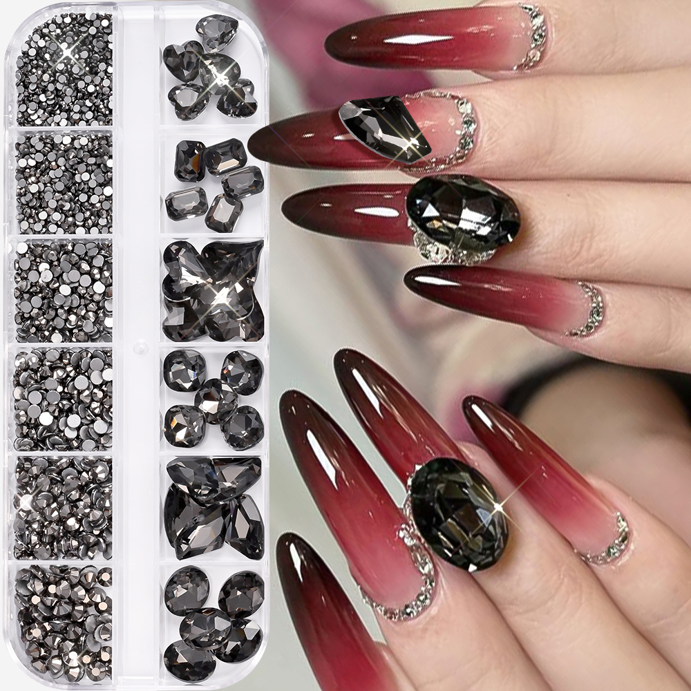 12Grids 3D Black Heart/Square/ – Hotfix Rhinestone Sheet Bewertung und Preis