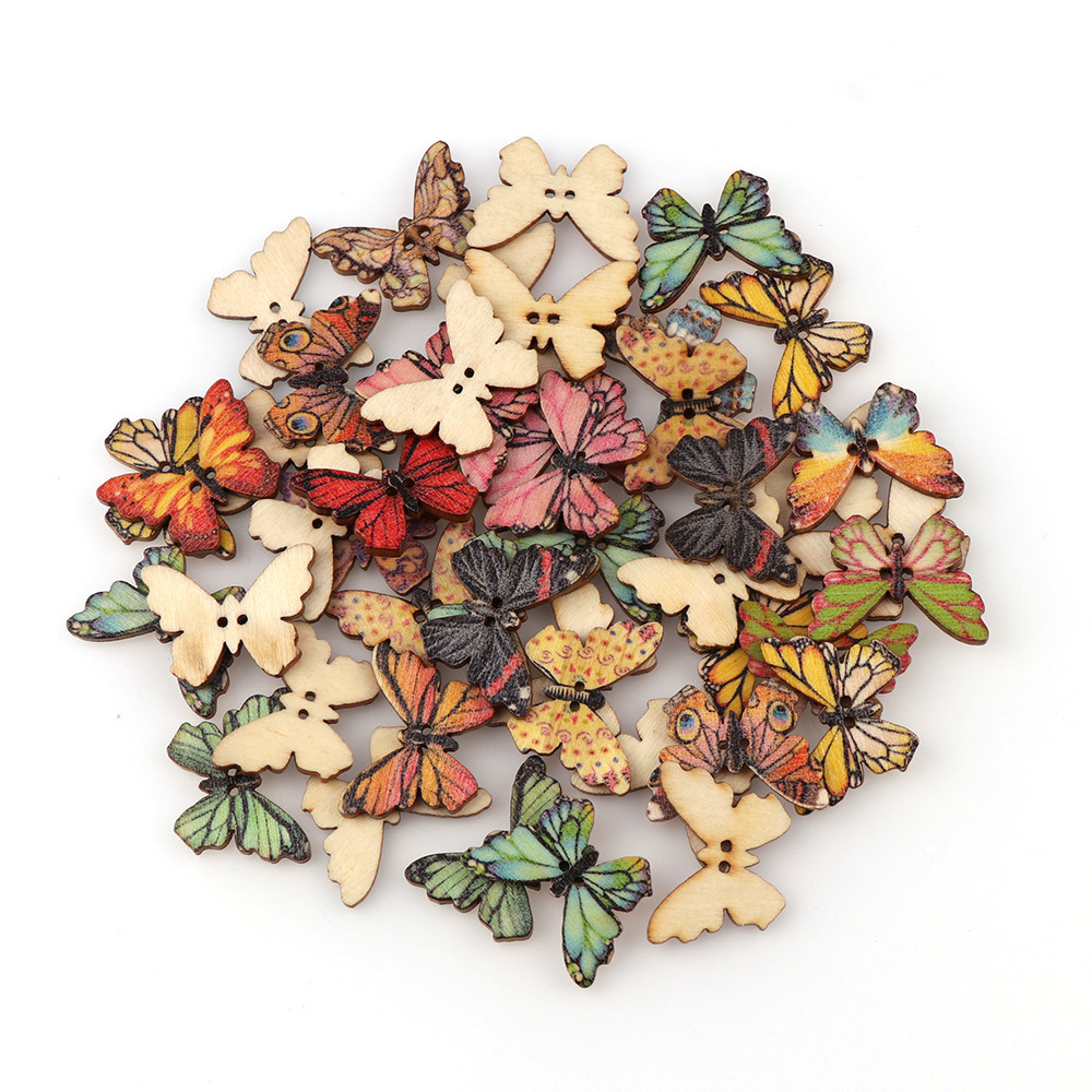 50pcs Butterfly wooden button  – Embellishments For Scrapbooking Bewertung und Preis