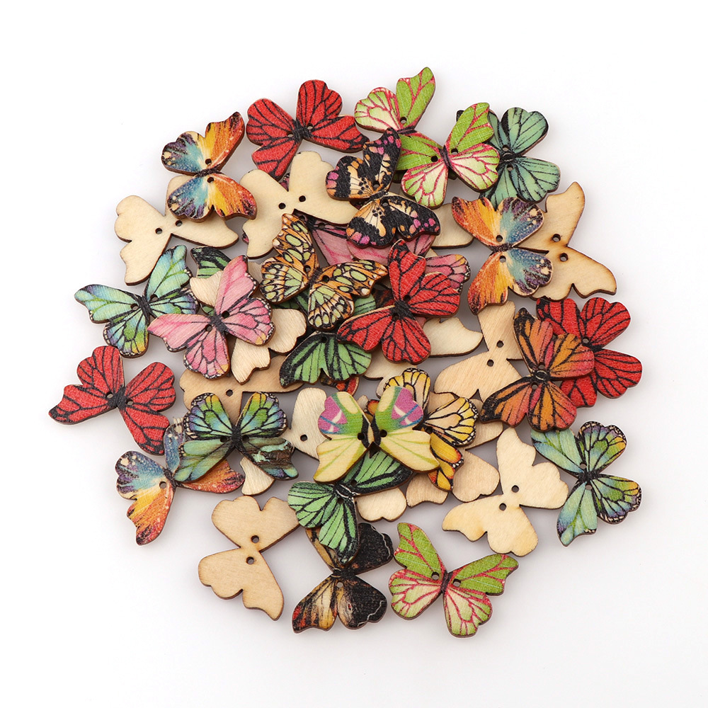 50pcs Butterfly wooden button  – Embellishments For Scrapbooking Bewertung und Preis
