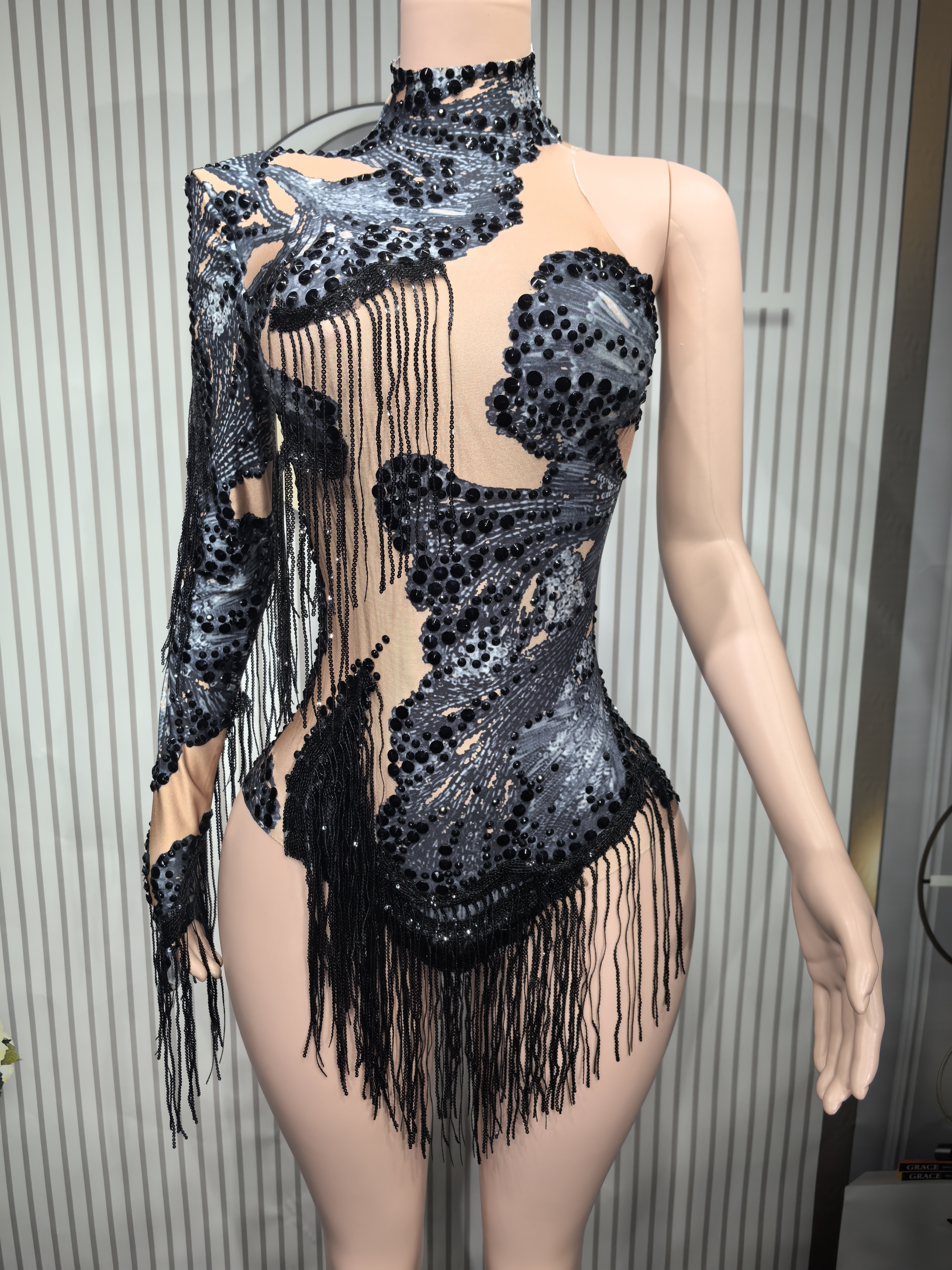 Sexy Skinny Leotard Singer Dan – Rhinestone Banding Trim Bewertung und Preis