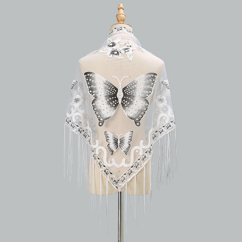 Fashion Triangle Scarf Butterf – Tassel Fringe Trim Bewertung und Preis