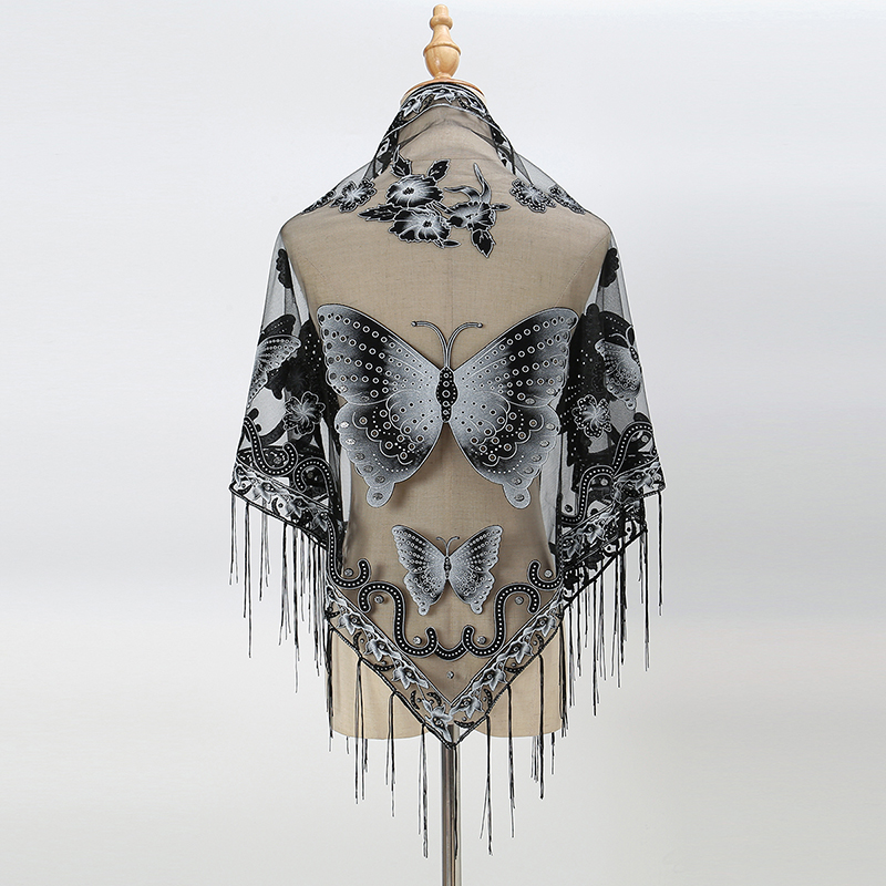 Fashion Triangle Scarf Butterf – Tassel Fringe Trim Bewertung und Preis