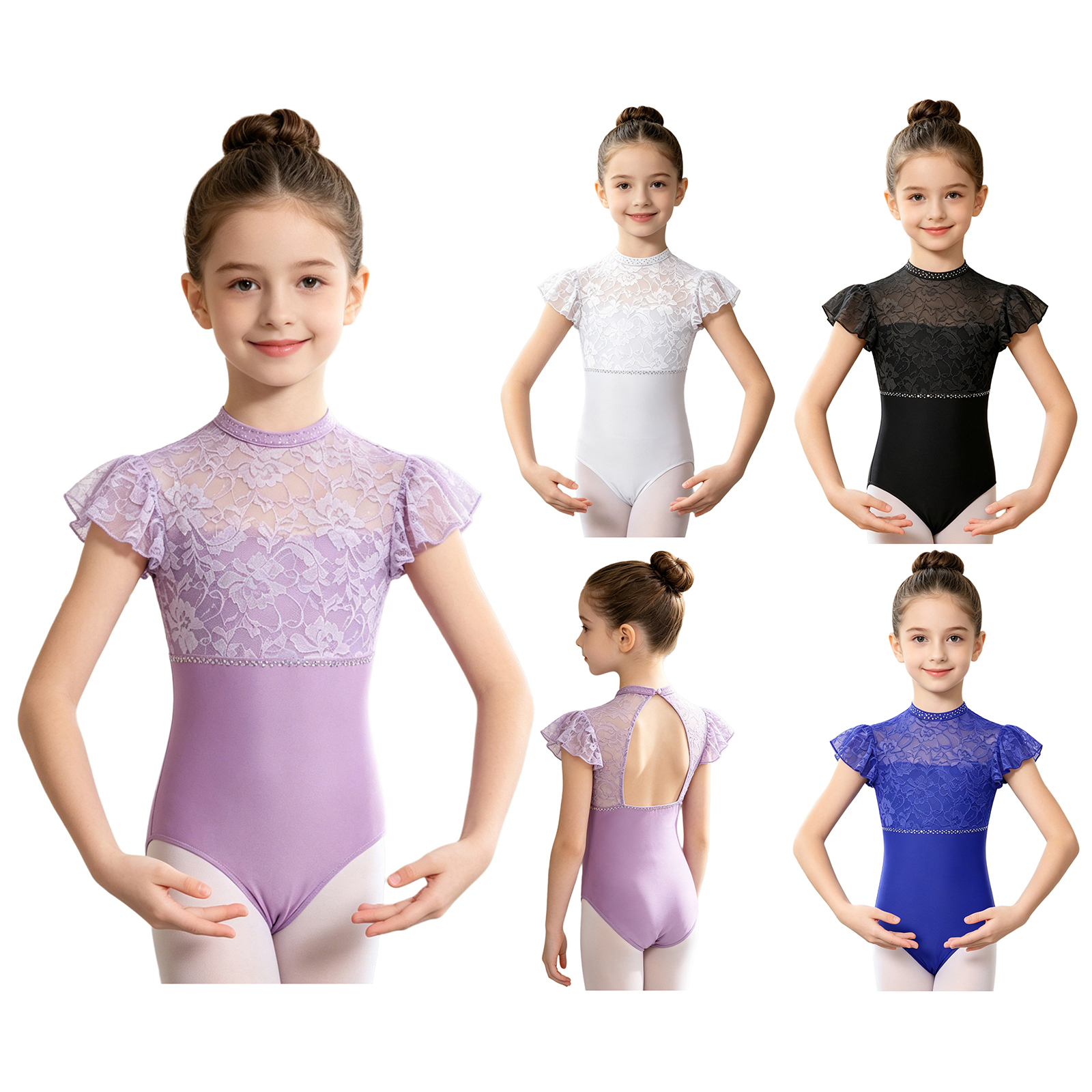 Kids Girls Ballet Dance Leotar – Rhinestone Banding Trim Bewertung und Preis