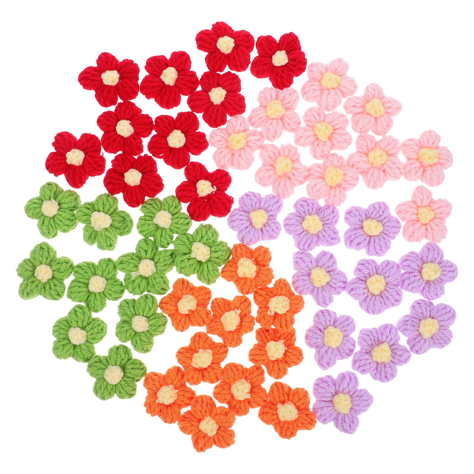 50Pcs Crochet Yarn Flowers Han – Embellish Craft Bewertung und Preis