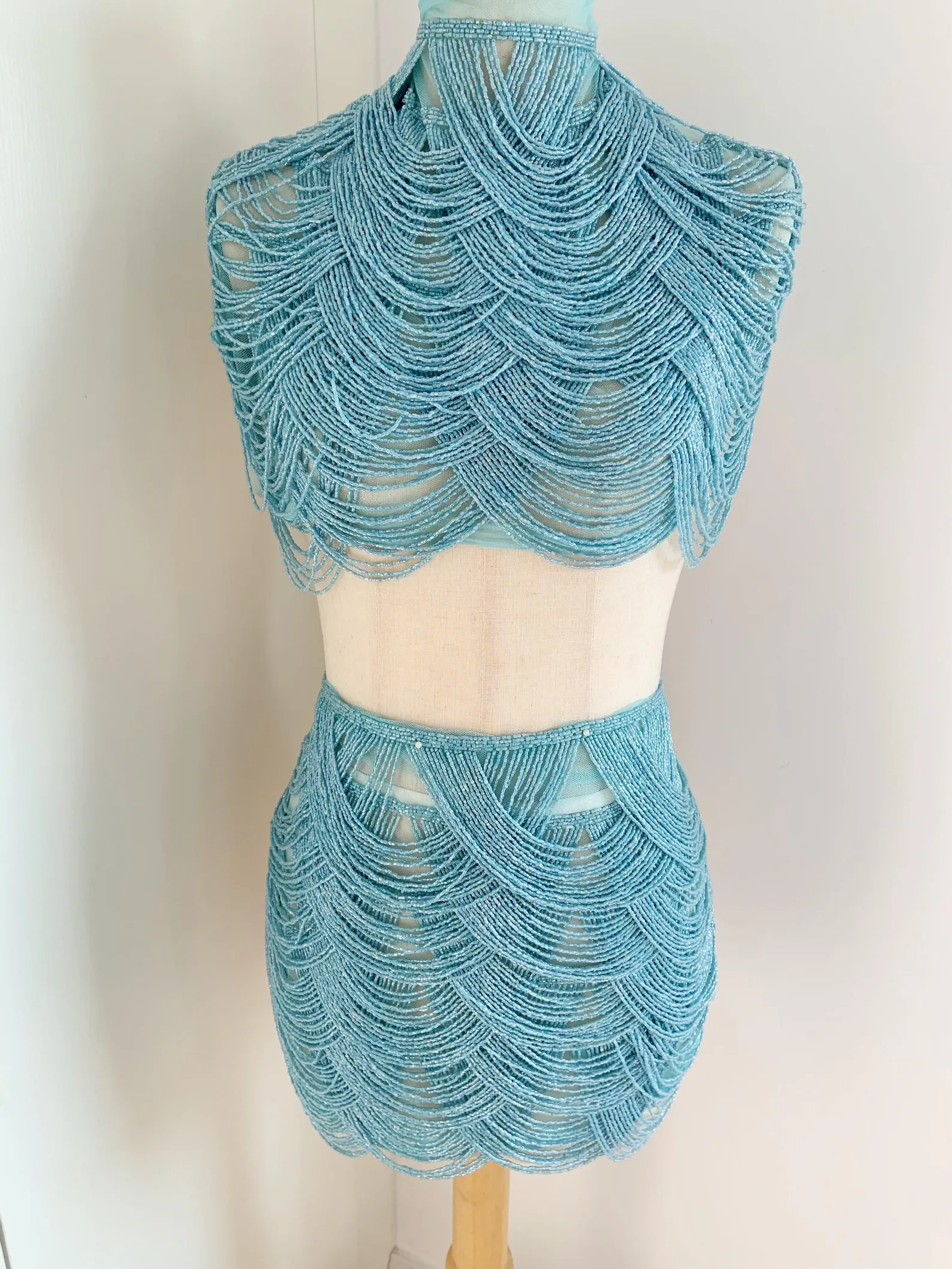 Light Blue Chains Cape Fabric, – Beaded Trim Fringe Bewertung und Preis