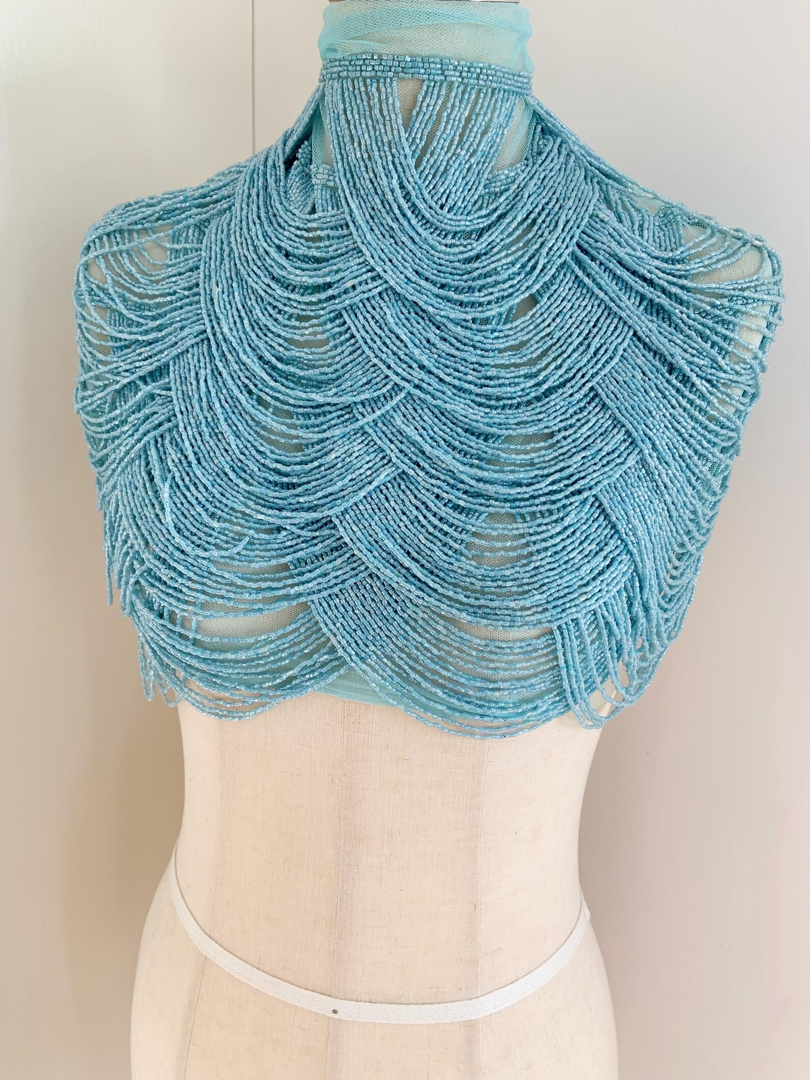 Light Blue Chains Cape Fabric, – Beaded Trim Fringe Bewertung und Preis