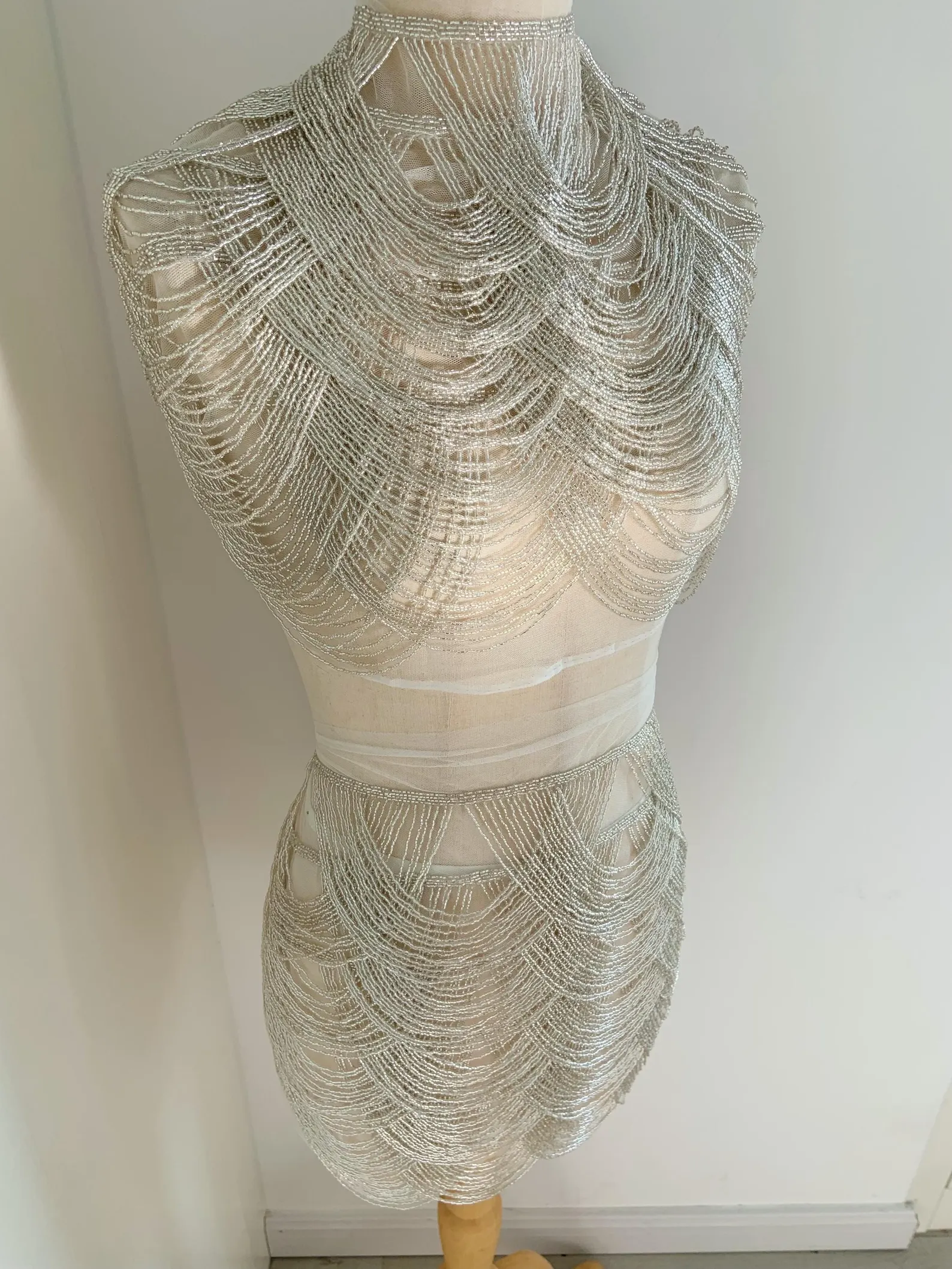 Light Blue Chains Cape Fabric, – Beaded Trim Fringe Bewertung und Preis