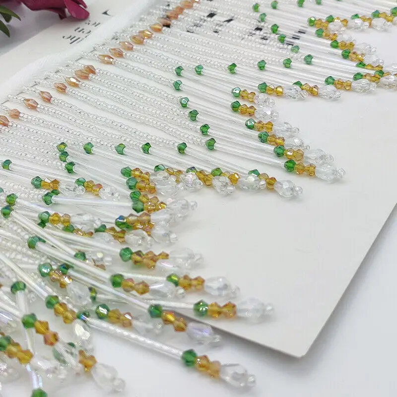 Glass Tube Fringe Tassel 16cm  – Beaded Trim Fringe Bewertung und Preis