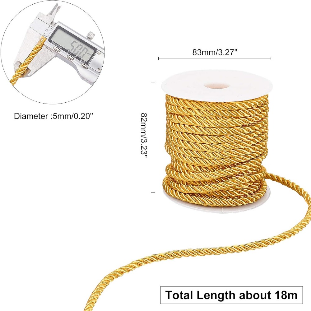 59 Feet Gold Cord 5mm Twisted  – Cord Trim Twisted Bewertung und Preis