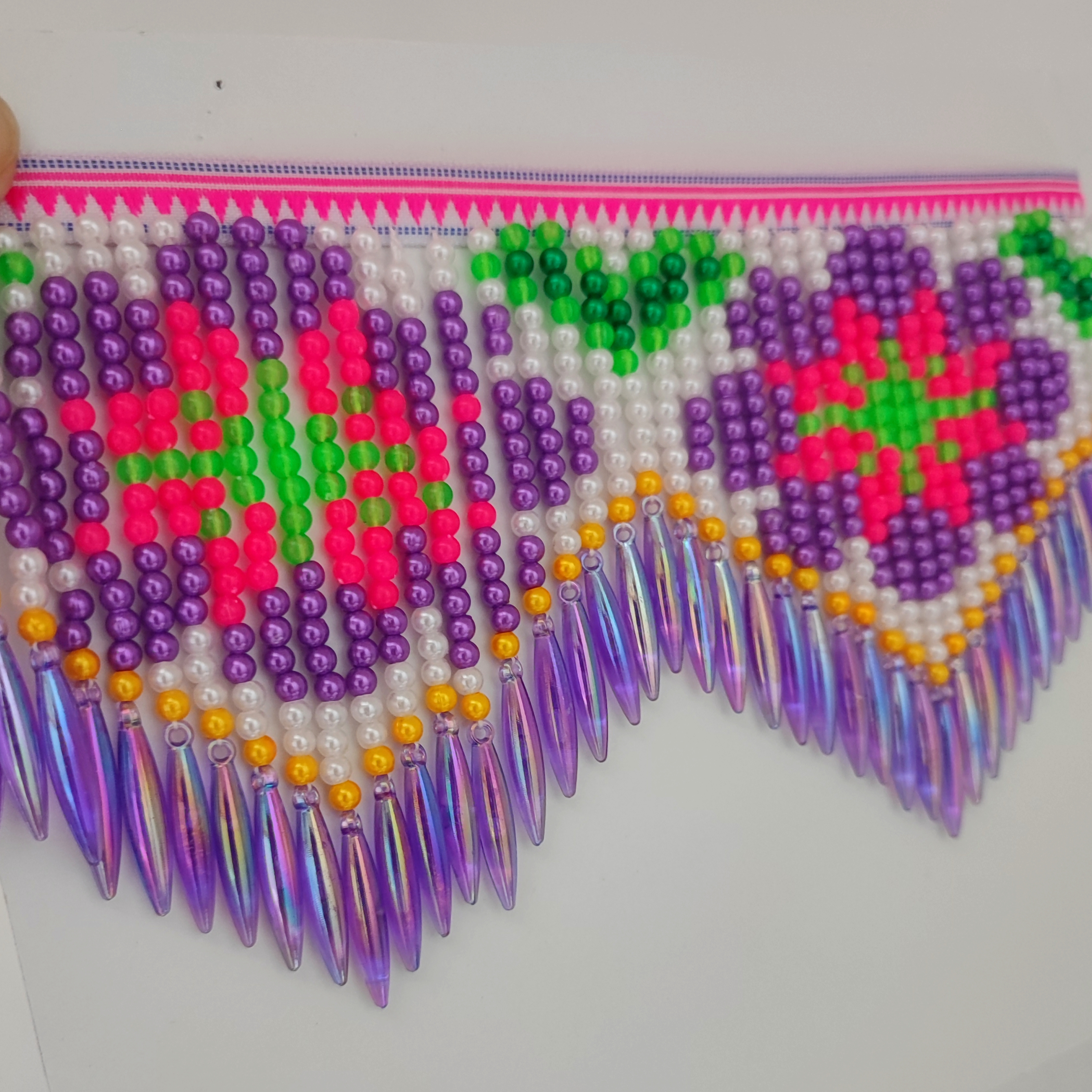 10cm Wide Purple Daisy Pattern – Beaded Trim Fringe Bewertung und Preis