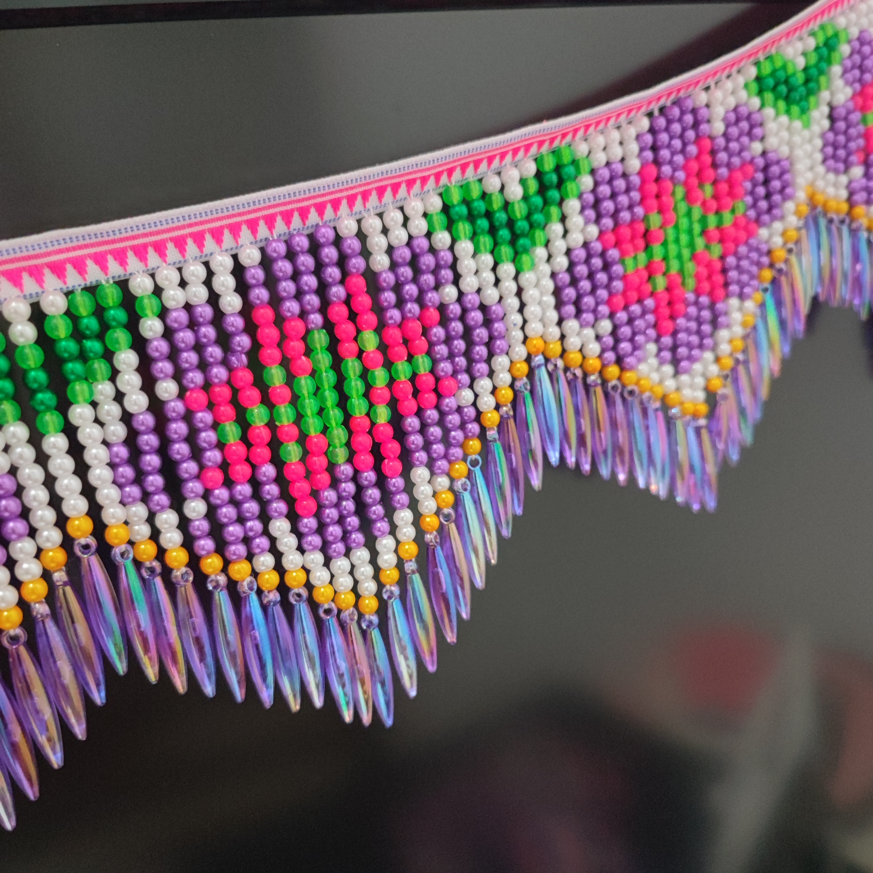 10cm Wide Purple Daisy Pattern – Beaded Trim Fringe Bewertung und Preis