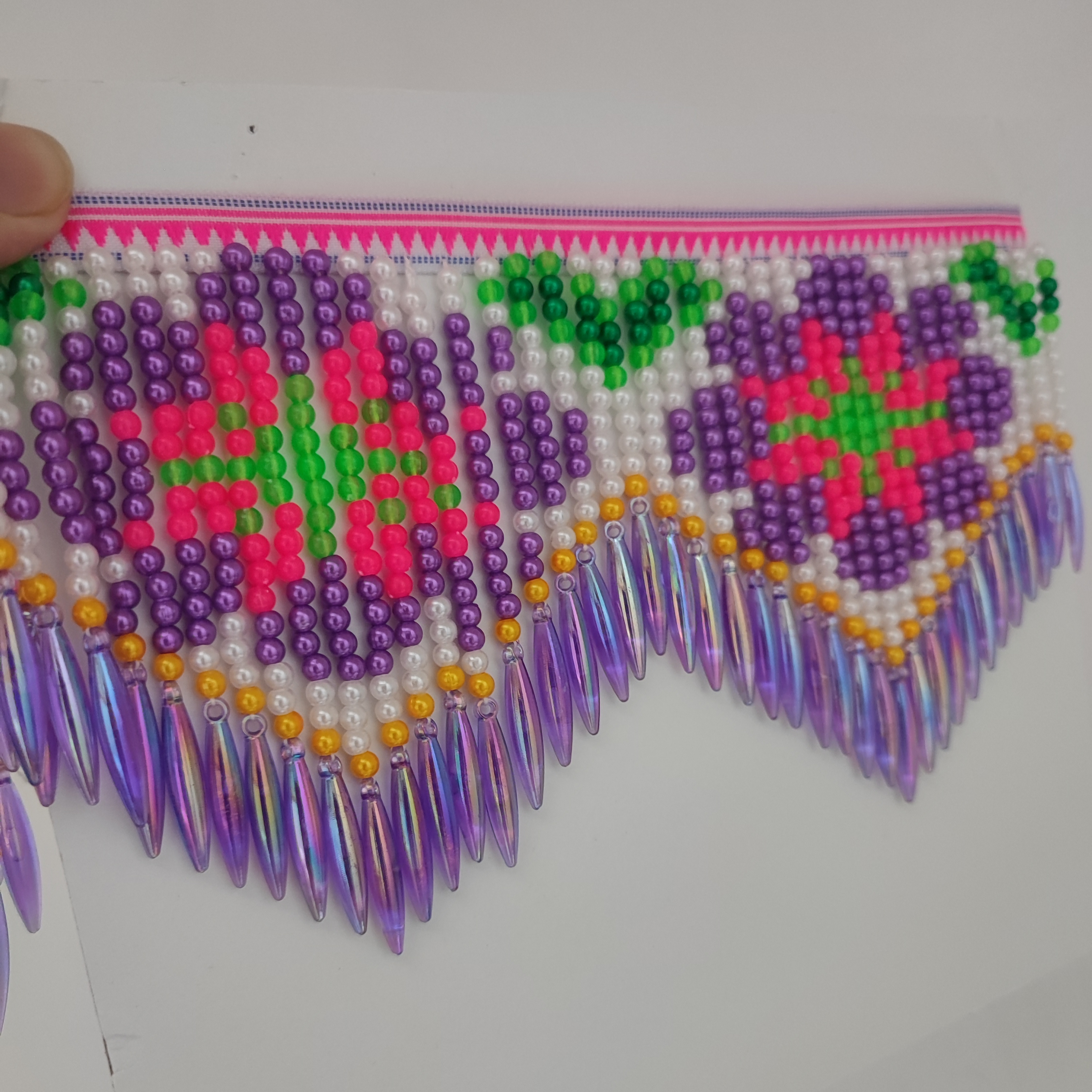 10cm Wide Purple Daisy Pattern – Beaded Trim Fringe Bewertung und Preis
