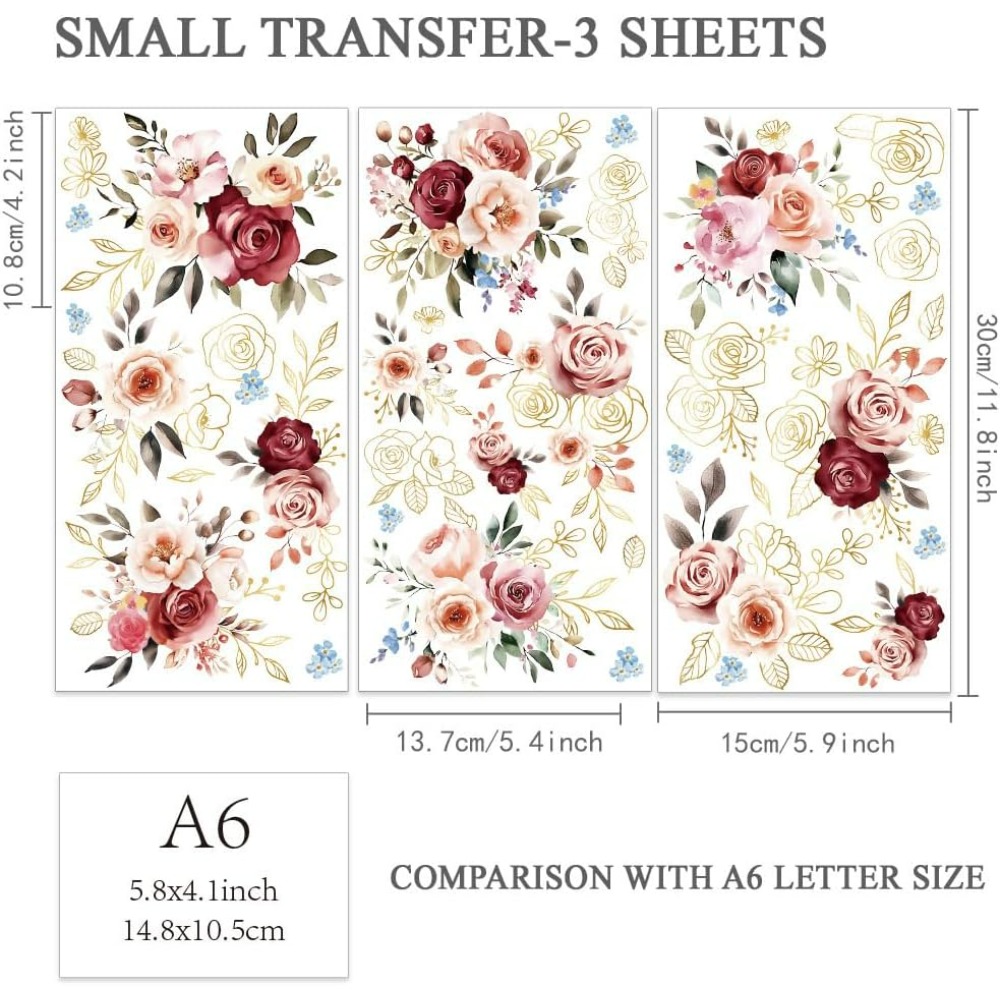 3pcs/Set Watercolor Roses Rub  – Embellishment Crafts Bewertung und Preis