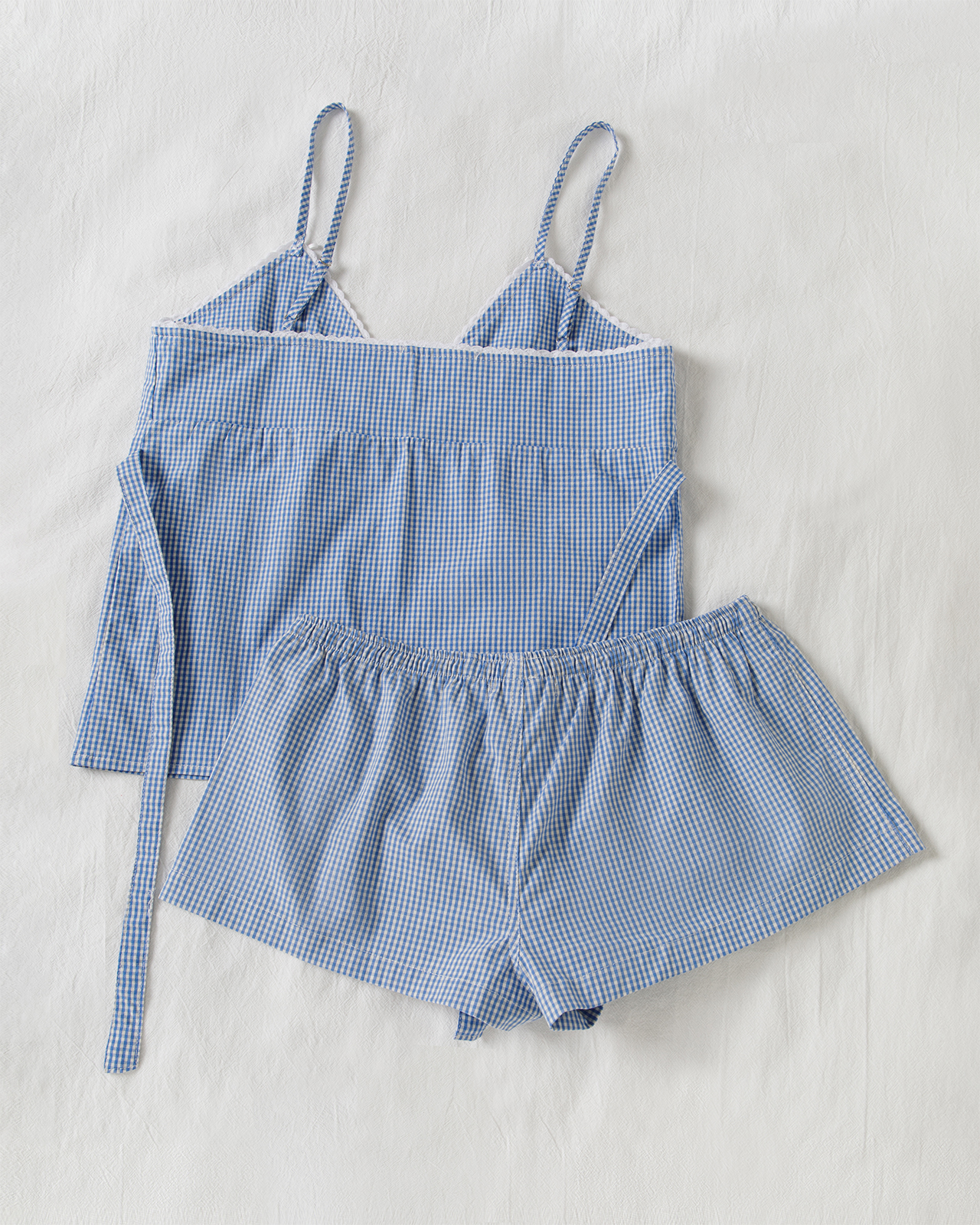 Blue Plaid Shorts 2 Piece Set  – Elastic Lace Trim Bewertung und Preis