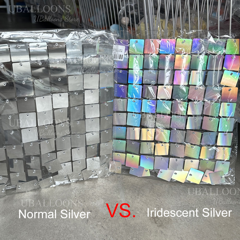 Iridescent Silver Shimmer Wall – Sequin Fabric Panel Bewertung und Preis
