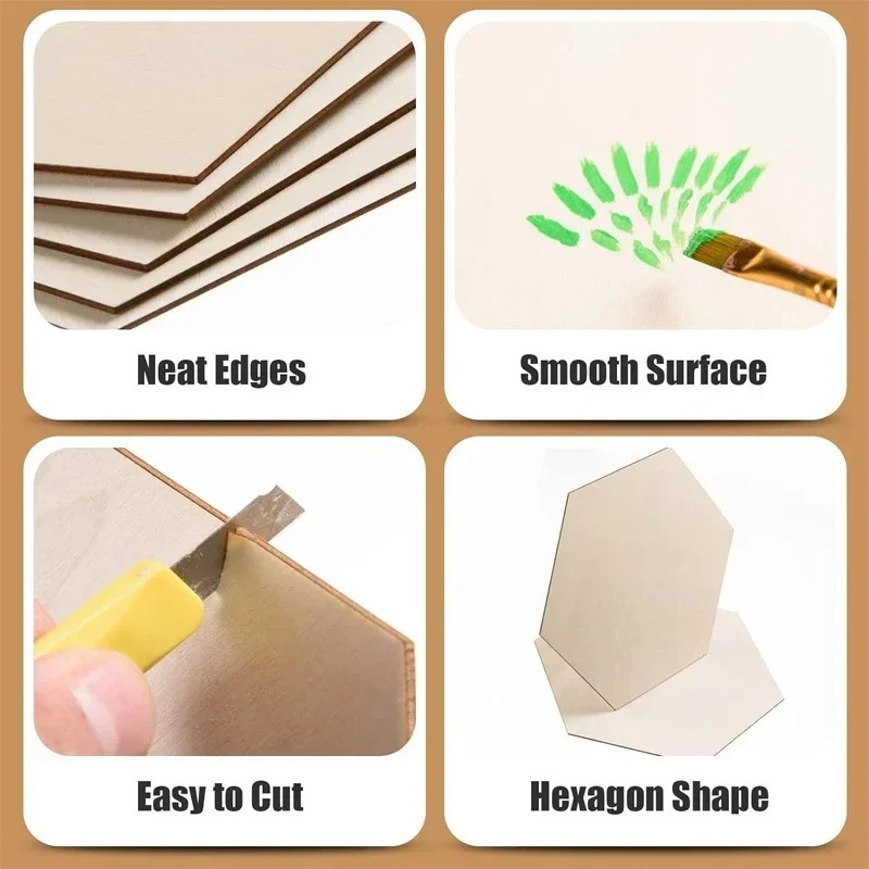 10-120mm Wooden Hexagon Blank  – Christmas Craft Embellishment Bewertung und Preis
