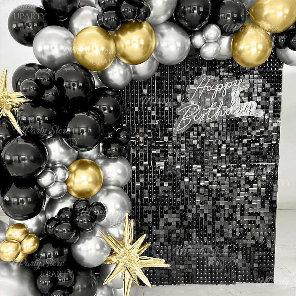 Black Shimmer Wall Backdrop 12 – Sequin Fabric Panel Bewertung und Preis