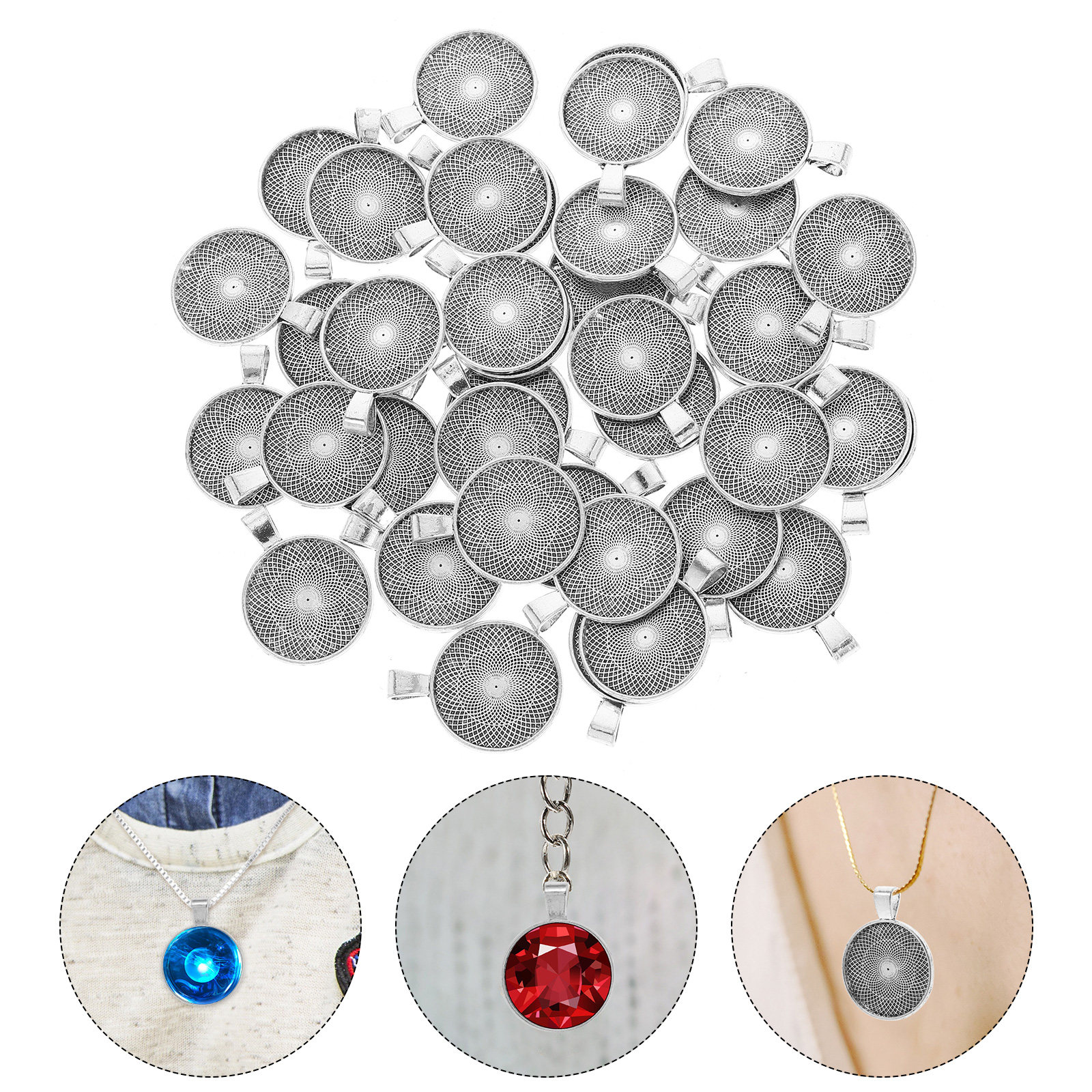 40Pcs Round Pendant Bezels Fla – Embellishment Crafts Bewertung und Preis