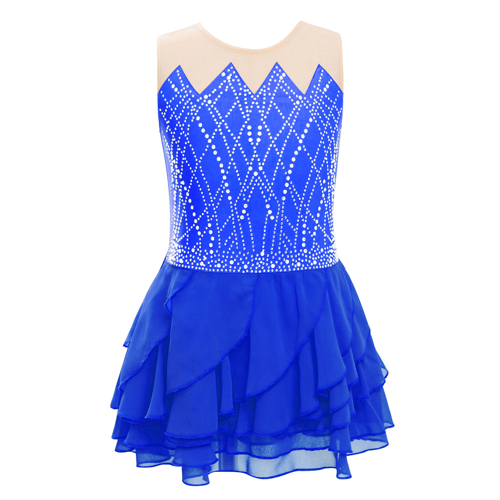 Girls Mesh Figure Skating Dres – Rhinestone Banding Trim Bewertung und Preis