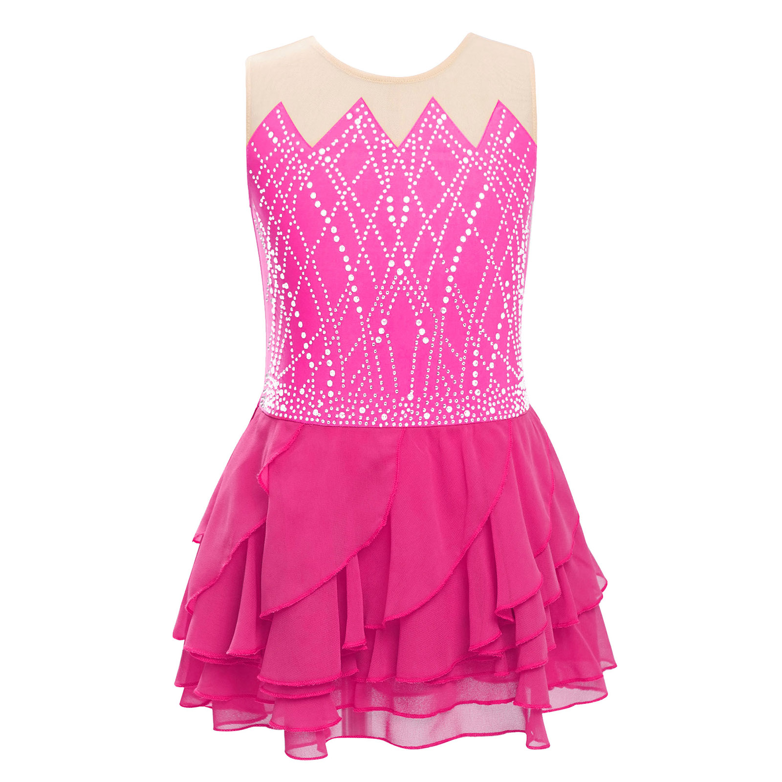 Girls Mesh Figure Skating Dres – Rhinestone Banding Trim Bewertung und Preis