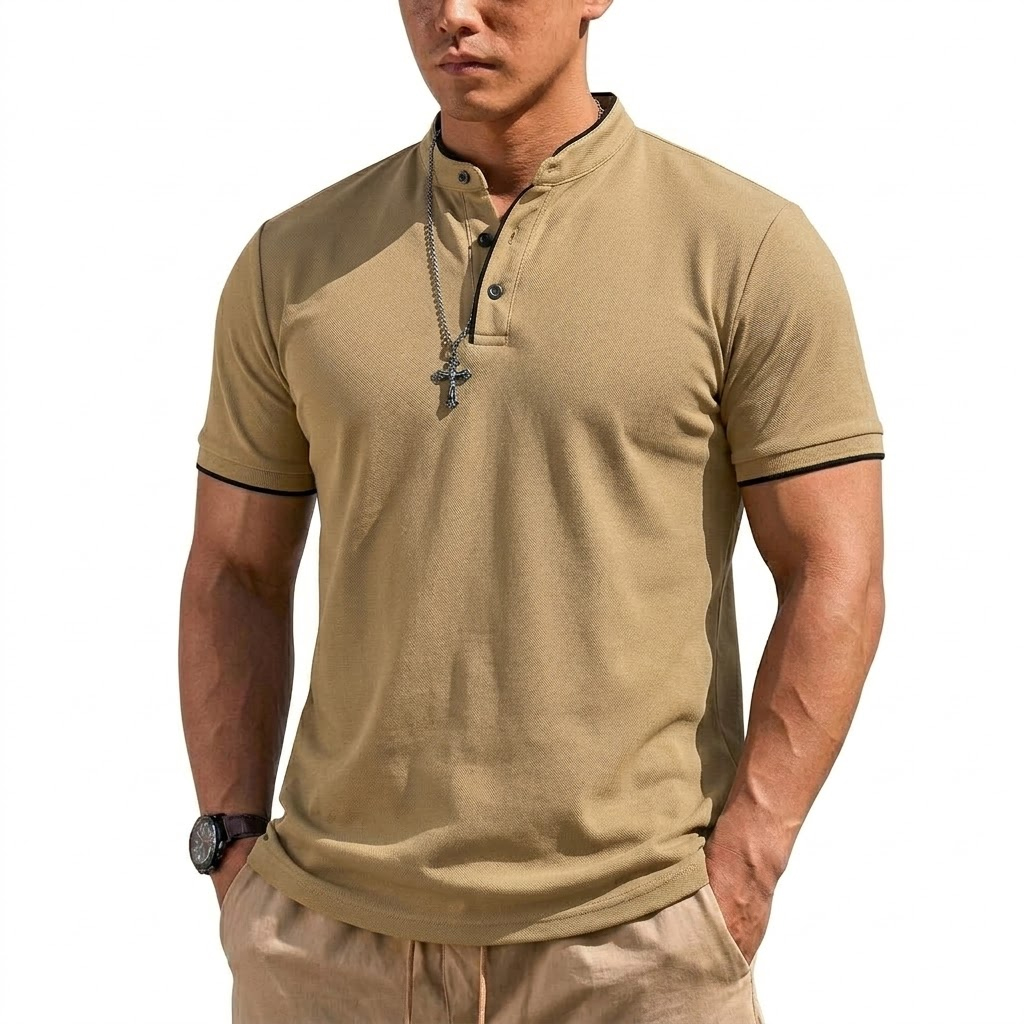 Summer Short Sleeve Henley Shi – Embellish Knit Bewertung und Preis